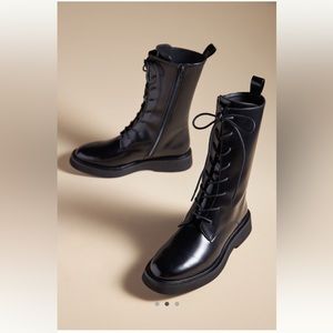 Pilcro black leather lace up boots NWT
